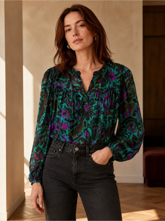 Anthropologie Tops - Velvet Graham Spencer Reeve Peasant Blouse Green Floral Small